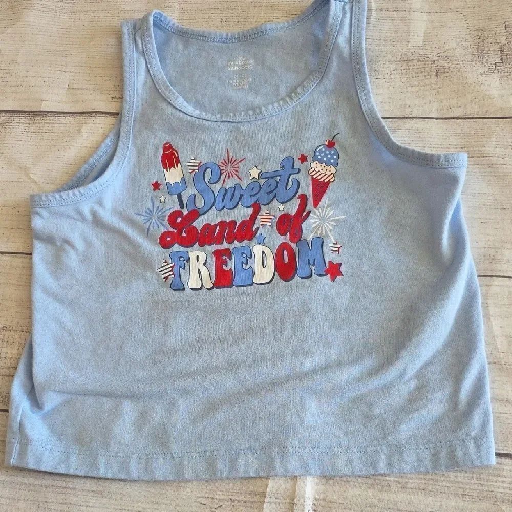 Blue and Red Graphic Tank Top Sleeveless